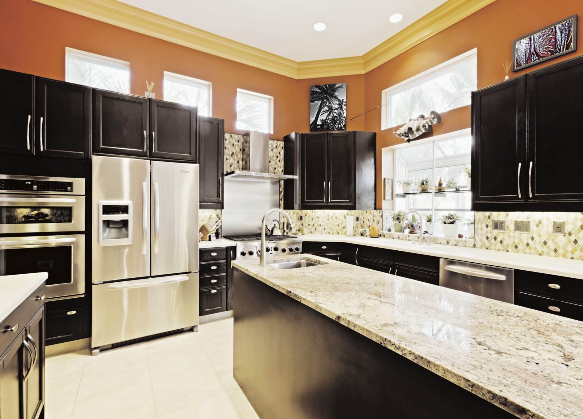 Bright modern kitchen remodel with island for North Dallas homes